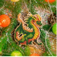 Набір для вишивання бісером по дереву новорічна іграшка Дракон FLK-503